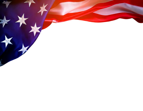 American flag isolated on white or transparent background 