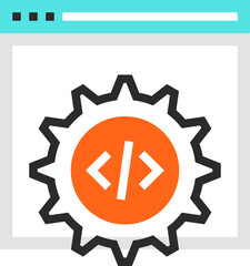 code optimization flat line web icon concept