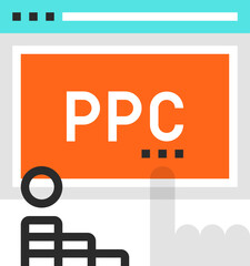 pay per click flat line web icon concept
