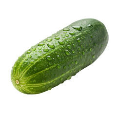 Fresh Cucumber with Water Droplets on Transparent Background