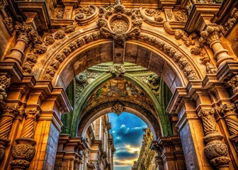 Elegant Architectural Archway: Intricate Stone Carving & Historical Design