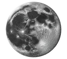 Full Moon Isolated on Transparent PNG Background.