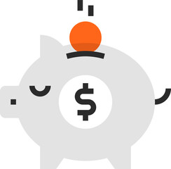 savings flat line web icon concept