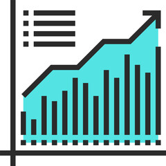 market analysis flat line web icon concept