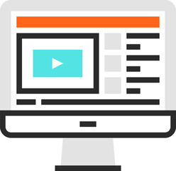 video lessons flat line web icon concept
