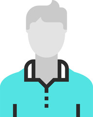 male avatar flat line web icon concept