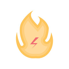 Vector Illustration of a Flame Icon with Lightning Bolt Symbol Representing Energy, Power, or High Performance
