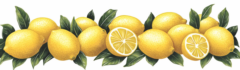 Lemon border,  fresh citrus,  ripe fruit,  food design