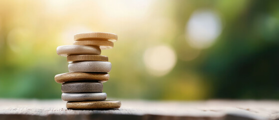 Obraz premium Balanced investment portfolio for financial security outdoors photo natural light close-up concept