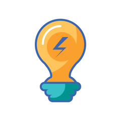 Vector image of a yellow light bulb icon with a white background
