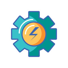 Vector Illustration of a Gear with Lightning Bolt - Symbol for Energy, Power, and Mechanical Engineering