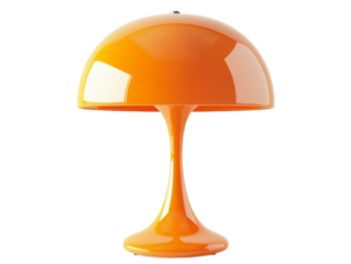 Stylish orange table lamp with a modern design on a transparent background for interior decoration