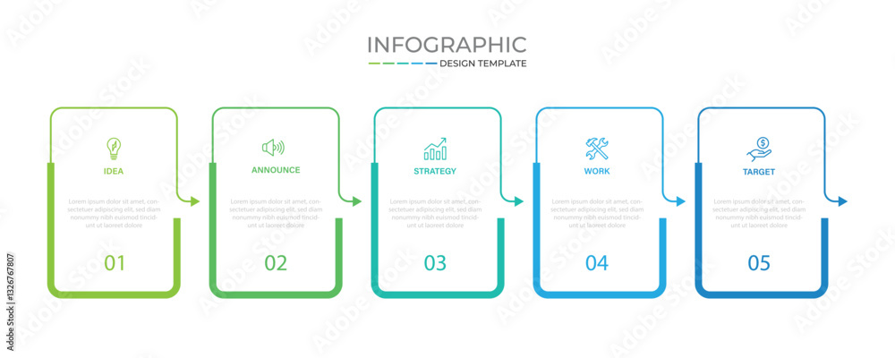 Fototapete business vector infographic design template with icons and 5 options or steps. can be used for proce