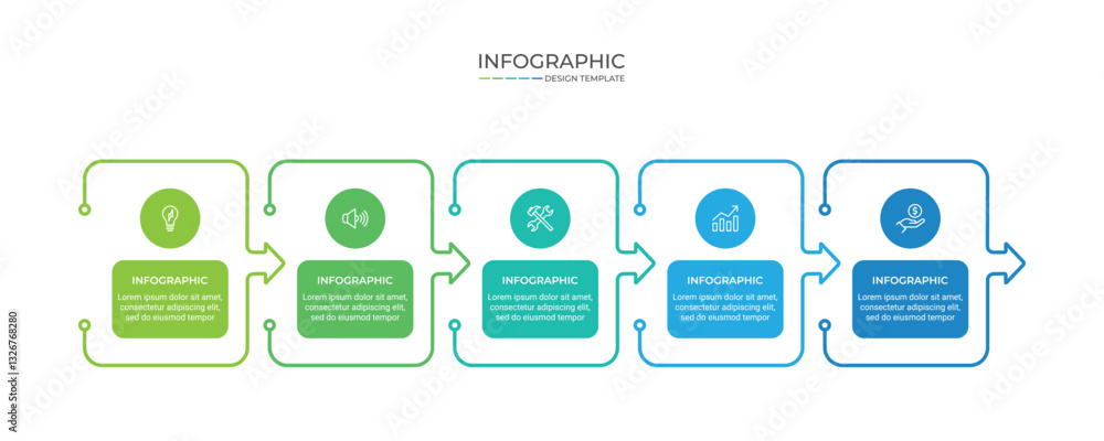 Poster business vector infographic design template with icons and 5 options or steps. can be used for proce