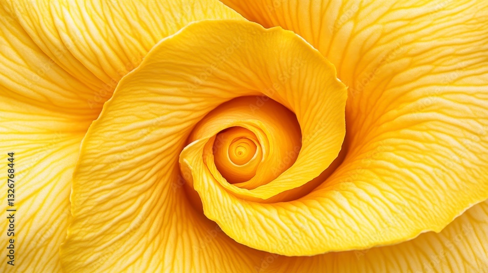 Poster close up view of a yellow flower with a spiral pattern, showing intricate details and texture. soft 