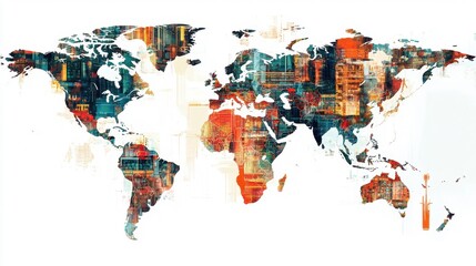 Digital World Map Visualization in Vibrant Colors