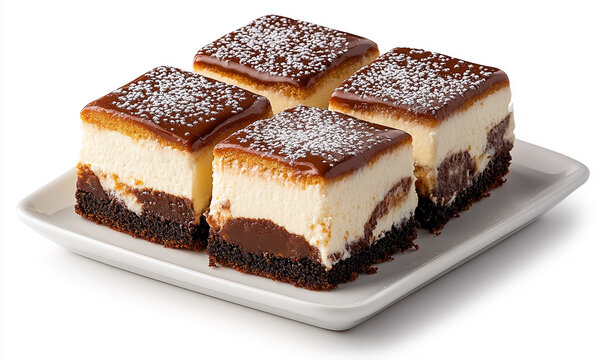 a realistic photograph of an oversized white rectangular plate with several slices cut out