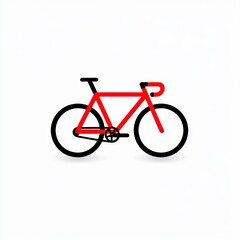 Fototapeta premium Red and black minimalist bicycle illustration on white background. Simple line art style.