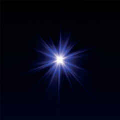 Rainbow crystal star. Crystal ray light, sun shines rainbow red yellow and blue color. Optical fire light effect. Vector lens glare leakage glare reflection effect. Sparkle shine. Sunlight