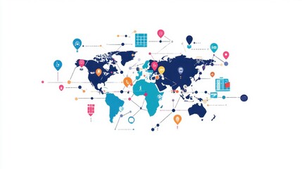 Obraz premium Minimalist Infographic of Global Trade Flow