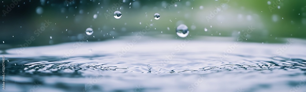 Aufkleber close-up of water droplets on a surface, creating a serene and tranquil atmosphere.