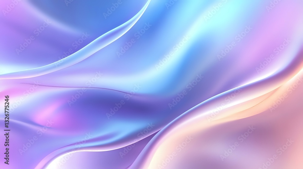 Poster smooth flowing abstract waves in soft pastel colors of blue, purple, and peach create ethereal backg