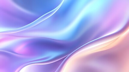 Fototapeta premium Smooth flowing abstract waves in soft pastel colors of blue, purple, and peach create ethereal background with gentle gradients and luminous curves.