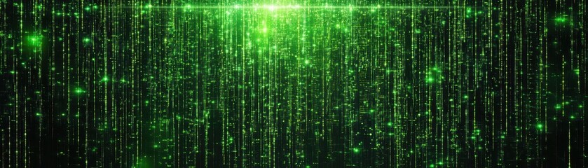 Cyberpunkinspired matrix background with floating digital elements and glitch aesthetics