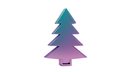 Fototapeta premium Shiny Decorative Tree with Blue and Purple Gradient on White