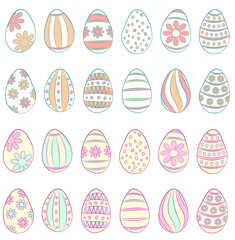 Set of flat design easter eggs