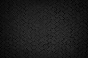 Black weave bamboo pattern, woven rattan mat texture for background and design art work.
