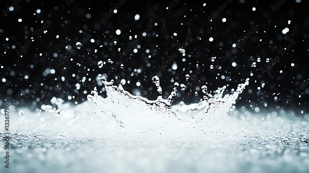 Aufkleber water splashes creating dynamic droplets against a dark background.