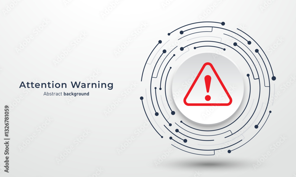 Aufkleber Concept of Hacker warning. Red attention danger symbol on circuit board. Data Breach, Malware, Cyber Attack, Hacking, and Security protection Concept. Vector illustration.