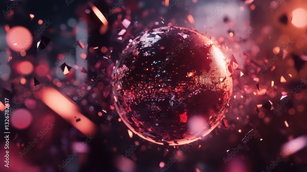 Poster abstract sphere exploding in vibrant colors