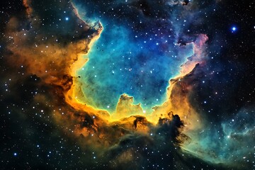 Fototapeta premium nebulae with their enchanting charm vivid shades of gases and cosmic skies glowing with brilliance act as spellbinding nurseries for stars and planets 