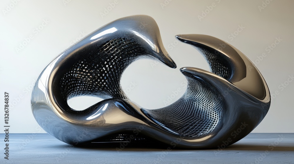 Poster a 3d-rendered futuristic sculpture designed by ai algorithms
