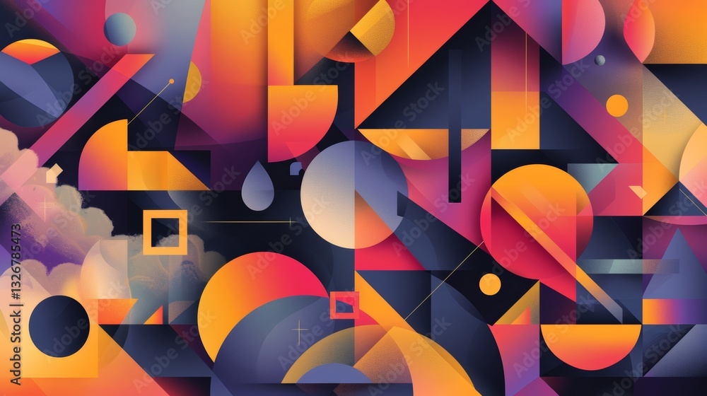 Aufkleber geometric composition from gradient shapes for website hero section background