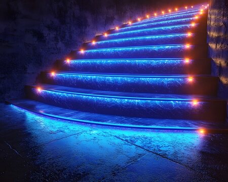 Glowing Ladder Stairs Symbolizing Business Innovation Concept