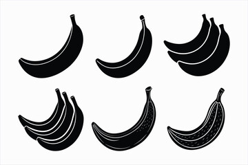 Set of banana fruit vector illustration.