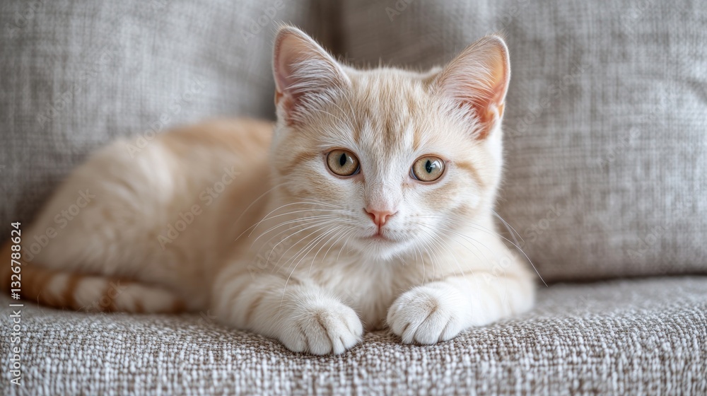 Poster grooming professional uses tools to achieve shiny smooth finish for cat coat in modern setting
