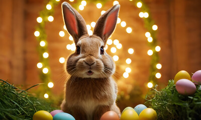 easter bunny with easter eggs