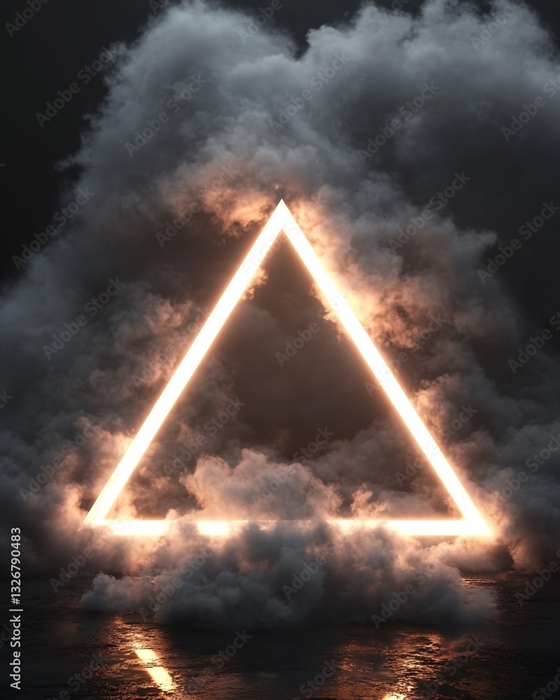 Poster Illuminated Triangle Frame in Smoky Environment