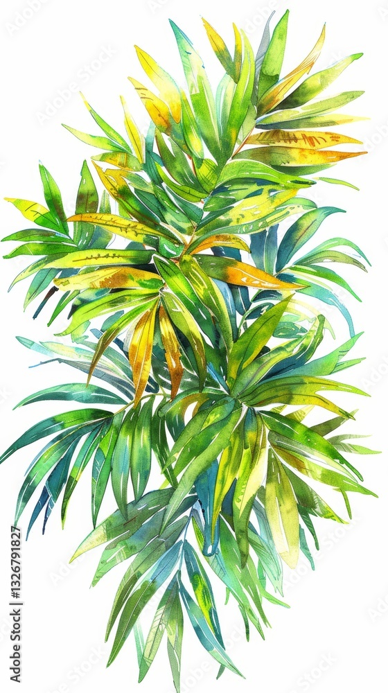 Poster hand drawn sketch of macrozamia riedlei bush topdown landscape element in clean lines