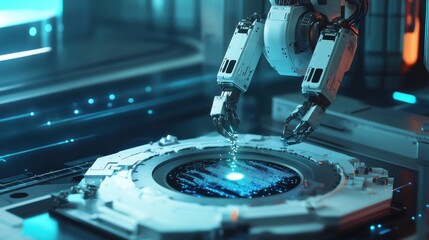 Robotic arm precision manufacturing with digital components in a factory environment