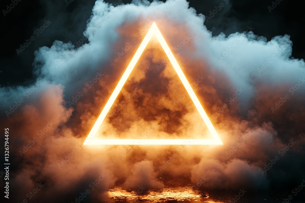 Aufkleber illuminated triangular frame in smoky environment