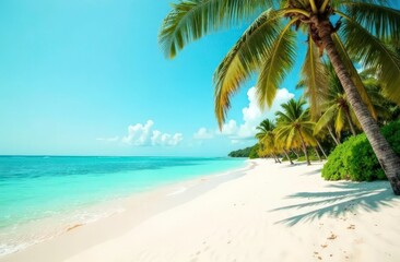 Obraz premium tropical beach with coconut palm trees