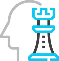 strategic thinking flat line web icon concept