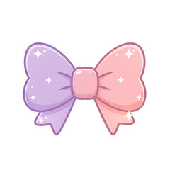 Kawaii Gradient Bow with Soft Purple and Pink Hues Soft Pastel Aesthetic on Transparent Background
