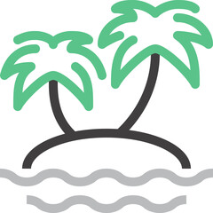 paradise island flat line web icon concept