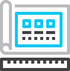 blueprint flat line web icon concept